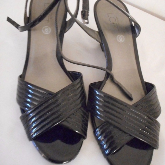 Ann Taylor Loft Shoes - Ann Taylor Loft 3" wedge heel black patent Sandal